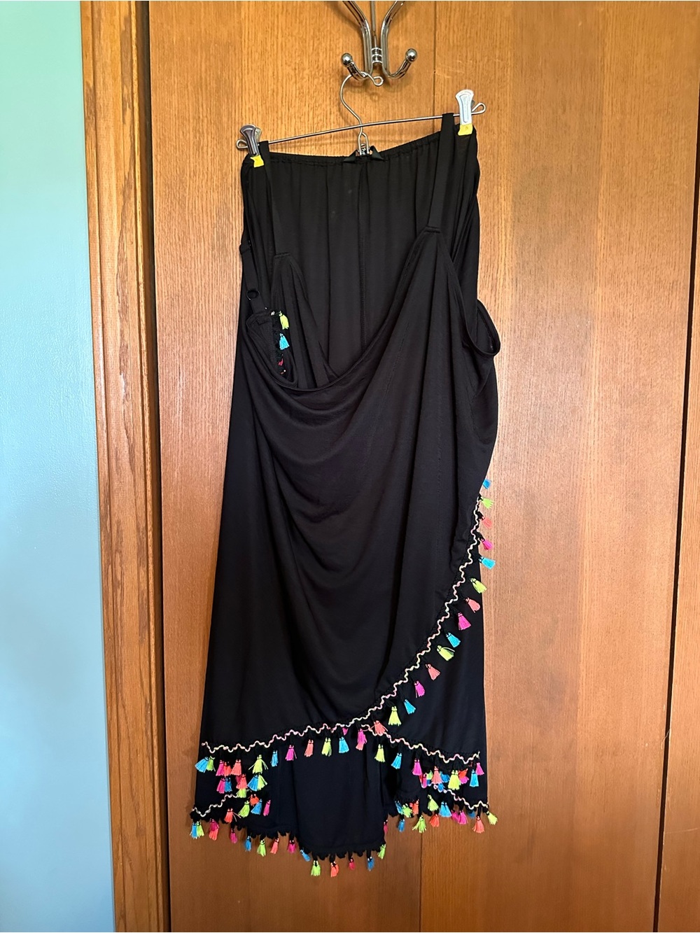 BloomChic Black Swim Coverup with Multicolor Tassels